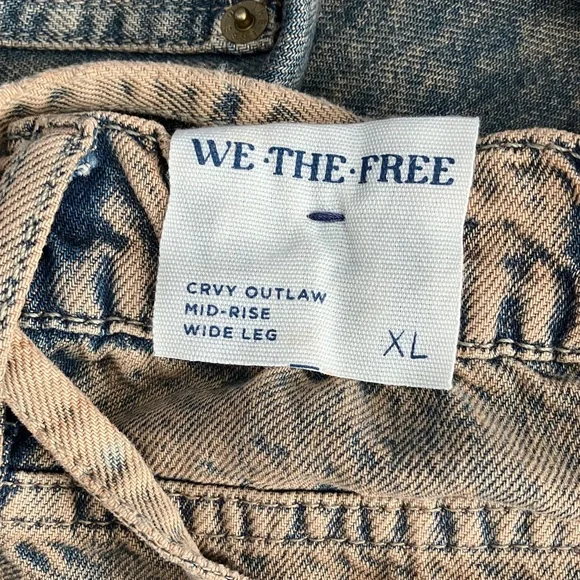 NWT FREE PEOPLE WE THE FREE Crvy Outlaw Wide Leg Jeans MEMPHIS MUD XL - Picture 8 of 9